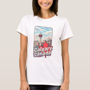 Camiseta Calgary Alberta Canadá Céu Colorido aquarela