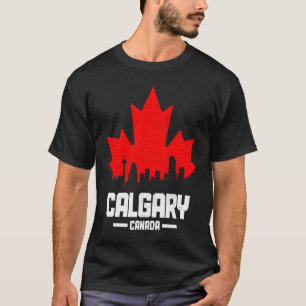 Camiseta Calgary Alberta Canadá Folha de Bordo Bandeira Can