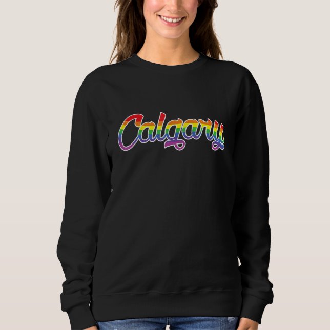 Camiseta Calgary Alberta Canadá Orgulho Desfile Gay Arco-Ír (Frente)