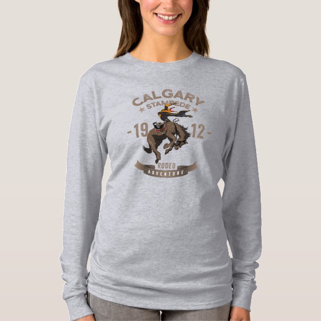 Camiseta Calgary Stampede Rodeo | Capa longa feminina (Frente)