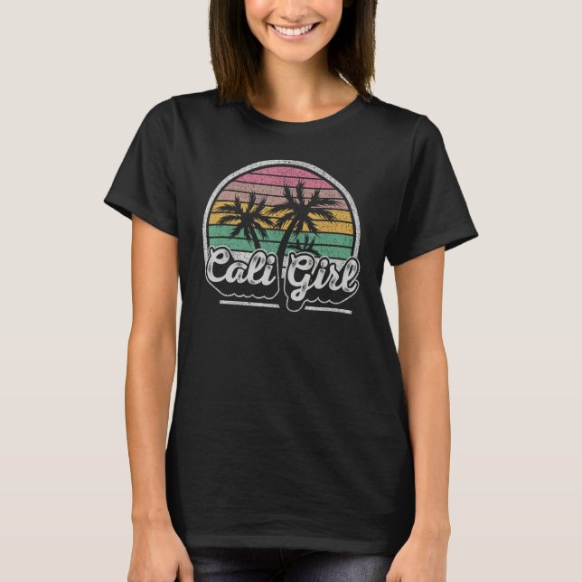 Camiseta Cali Girl California Retro California Palm Trees S (Frente)