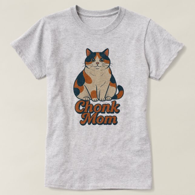 Camiseta Calico Cat Chonk Mãe (Frente do Design)