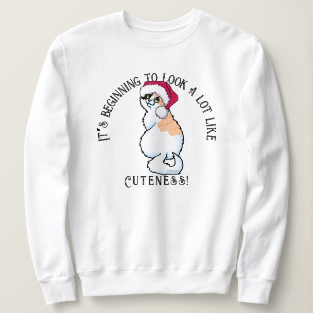 Camiseta Calico Cat KiniArt Sweatshirt de Natal (Frente do Design)