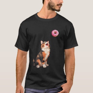 Camiseta Calico Cat Olhando Para A Rosquinha, Engraçado Cal