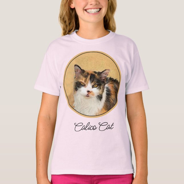 Camiseta Calico Cat Painting - Gato Original Bonito T-Shir (Frente)