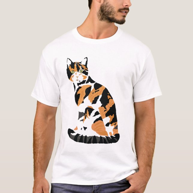 Camiseta Calico gato sentado (Frente)