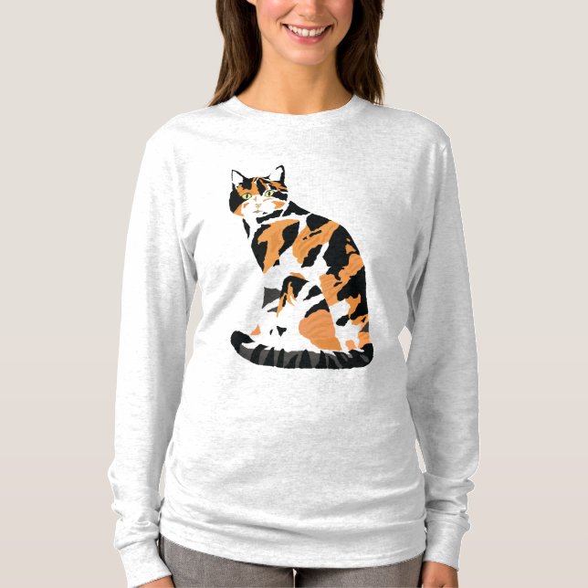 Camiseta Calico gato sentado (Frente)