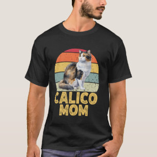 Camiseta Calico Mãe Engraçado Vintage Amante de Gato Retro 