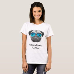 Camiseta Califorina que sonha o Pug San Diego