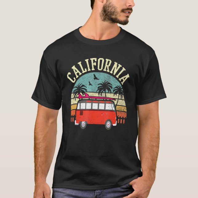 Camiseta California Beach Hippie Van Surf Surfer (Frente)
