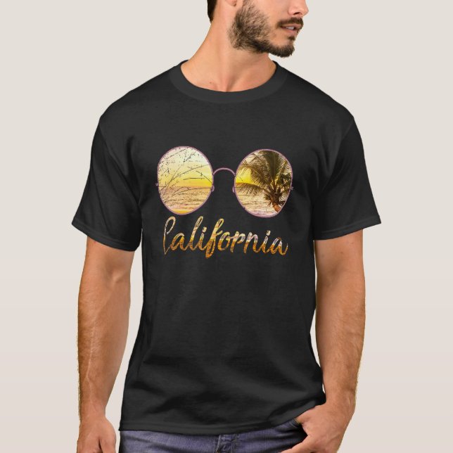 Camiseta Califórnia Beach Summer Ca Sunglass Sunset Cali (Frente)