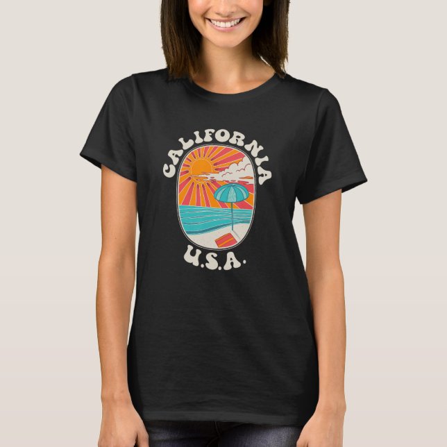 Camiseta California Beach Sun Ocean EUA (Frente)
