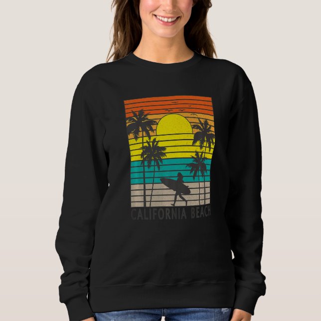 Camiseta California Beach Surfer Girl Surfing Surf Palm Tre (Frente)