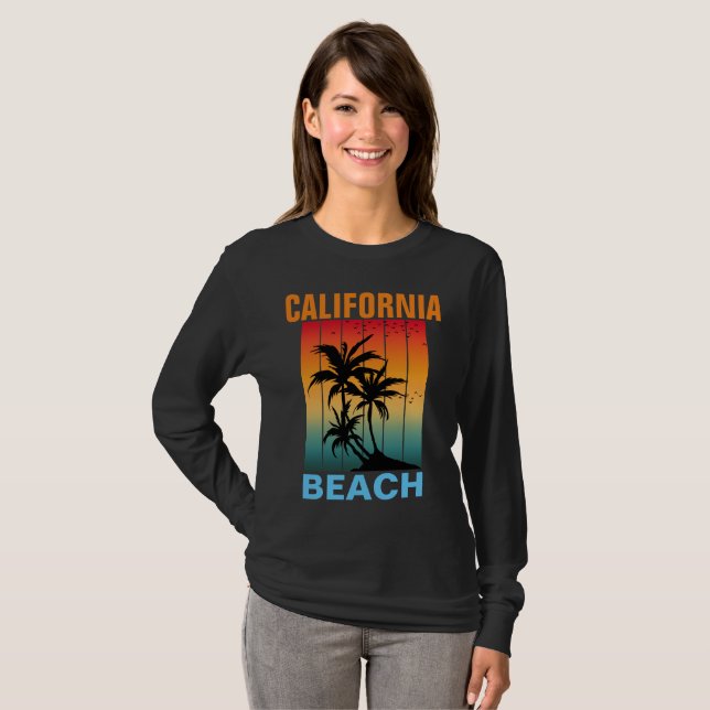 CAMISETA CALIFÓRNIA BEACH VINTAGE RETRO SUNSET PERSONALIZAD (Frente Completa)