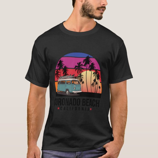 Camiseta California Coronado Beach Retro Surfer (Frente)