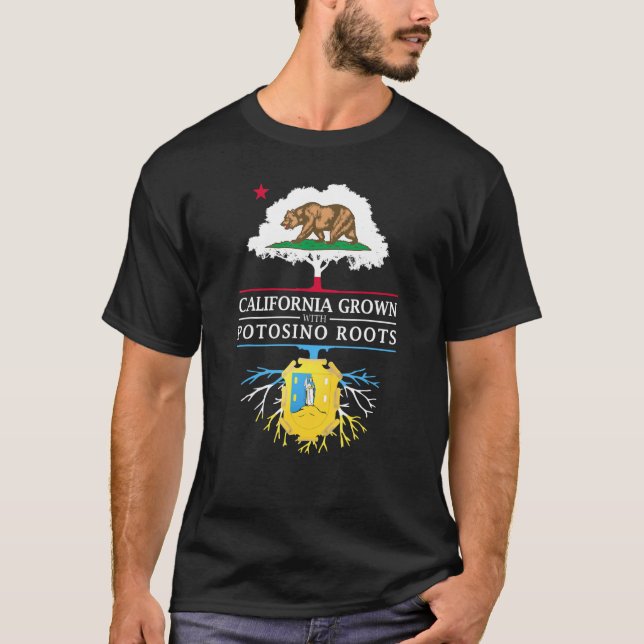 Camiseta Califórnia Cresceu com Potosino Roots San Luis Pot (Frente)