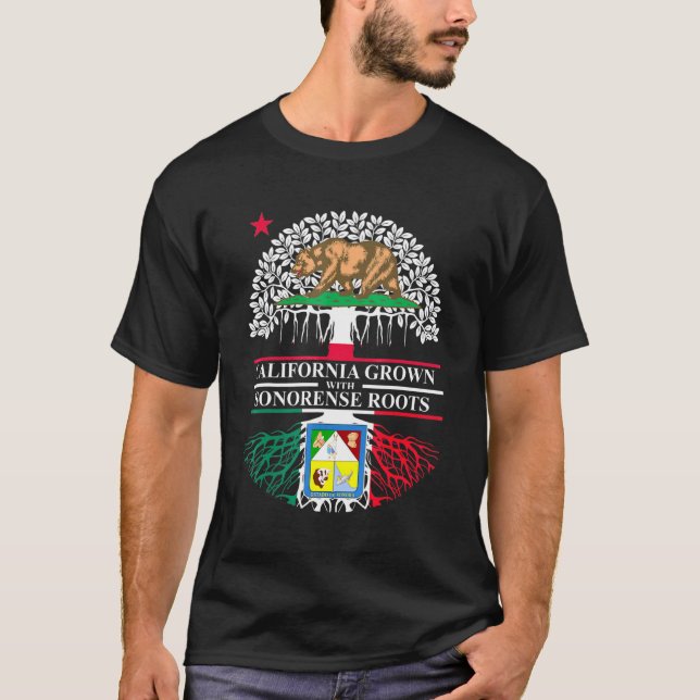 Camiseta Califórnia Crescida Com Raízes De Sonorense México (Frente)