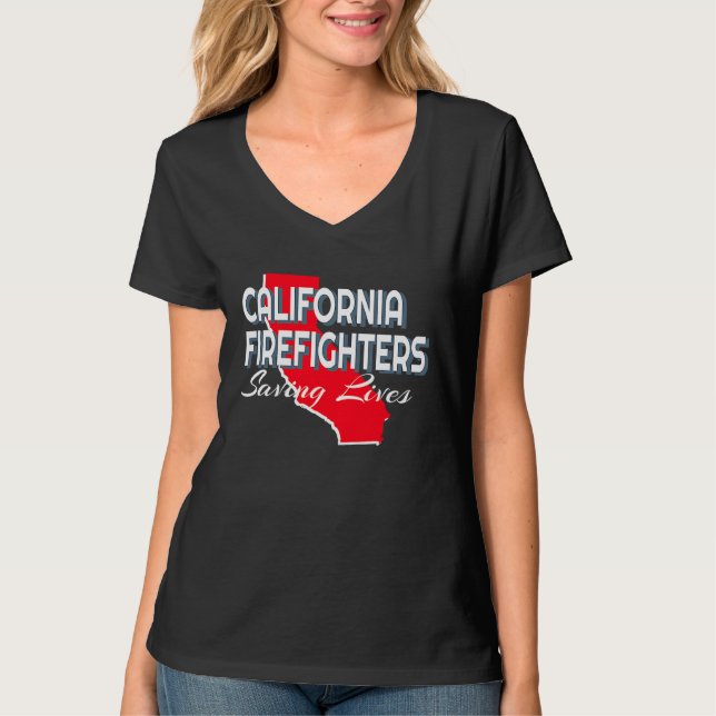 CAMISETA CALIFORNIA FIREFIGHTERS, SAVING LIVES (Frente)