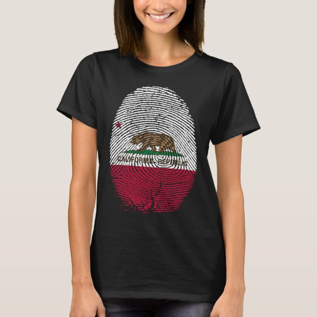Camiseta California Flag Fingerprint in my DNA  for Califor (Frente)