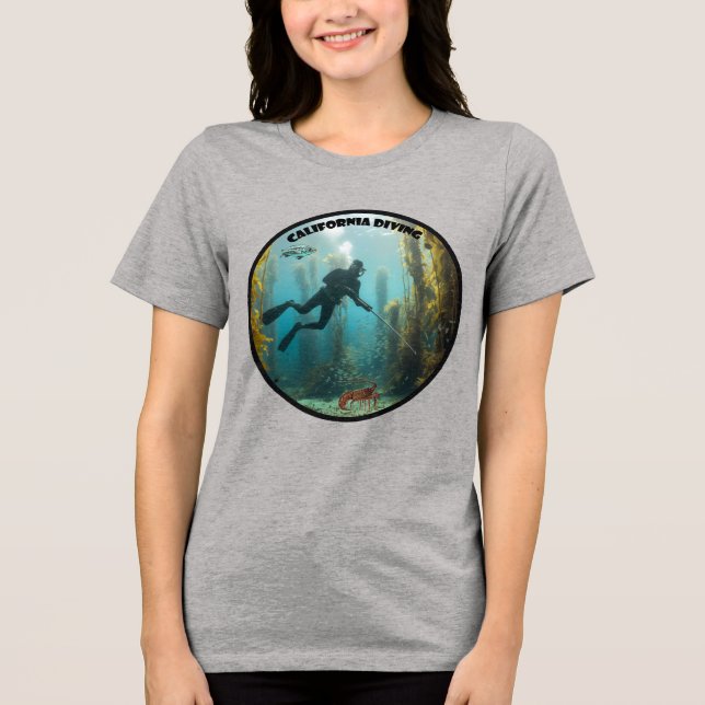 Camiseta California Freediving Diver with Kelp and Fish URM (Frente)
