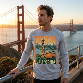 Camiseta Califórnia Golden Gate Manga Longa Retrô