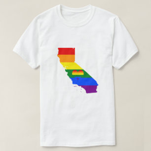 Camiseta California Orgulho gay Rainbow Flag Heart GLBTQ