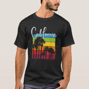 Camiseta California Palm Trees Cali Rainbow Sunset State Lo