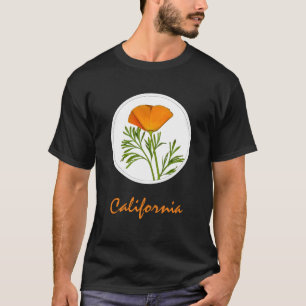 Camiseta California Poppy em um Círculo, Texto "California"
