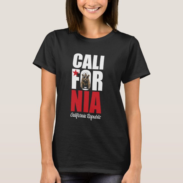 Camiseta California Republic Bear com óculos de sol Estados (Frente)