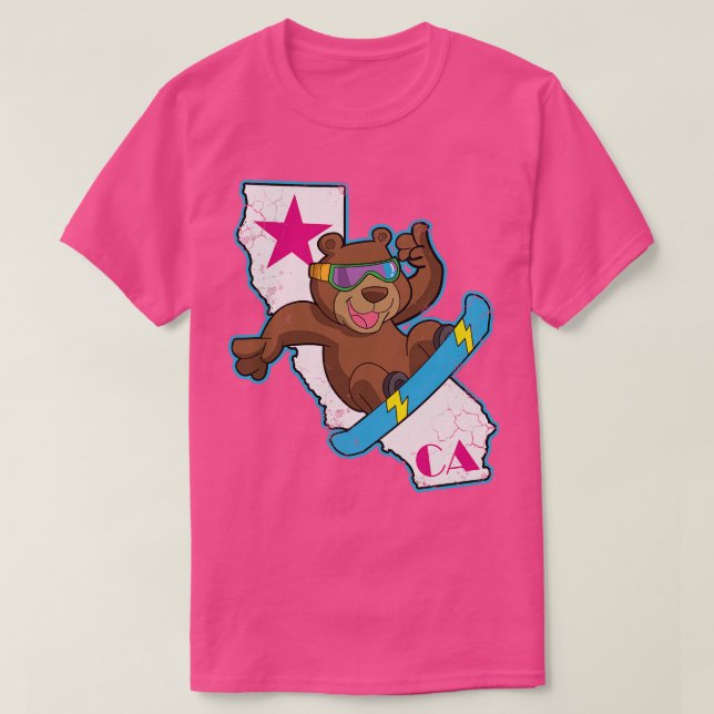 Camiseta California Republic Bear Snowboarder Snowboard (Frente do Design)