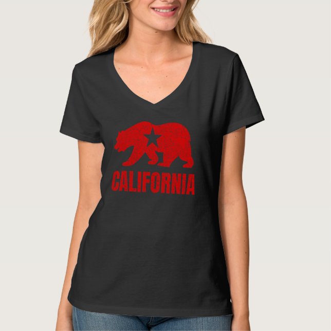 Camiseta California Republic Distressed Bear Design (Frente)