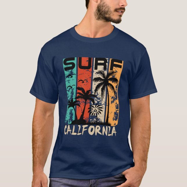 Camiseta California Surf Summer Beach Surfing Design (Frente)