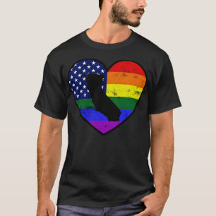 Camiseta California United States Orgulho gay Flag Heart