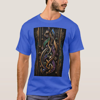Camiseta Caligrafia Abstrata 3D com Pedras Preciosas
