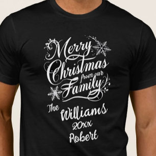 Camiseta Caligrafia branca de Natal elegante