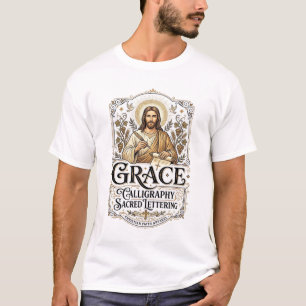 Camiseta Caligrafia da Graça Letreiro Sagrado Jesus Caligra