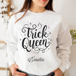 Camiseta Caligrafia de Halloween, nome da Rainha de Truque 