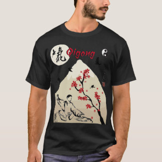 Camiseta caligrafia de Qigong para jardim, t para Tai Chi L