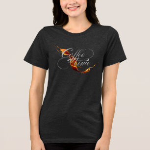 Camiseta Caligrafia do Café com Fluxo Triplo com Salpico