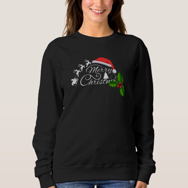 Camiseta Caligrafia "Feliz Natal" com Papai Noel (Frente)