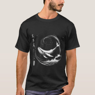 Camiseta Caligrafia Japonesa Jubarte no Espaço Tranquilo Su