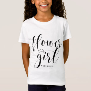 Camiseta Caligrafia Moderna de Menina Flor Personalizada