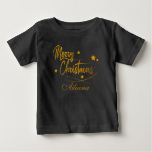 Camiseta Caligrafia ouro Feliz Natal Personalizado