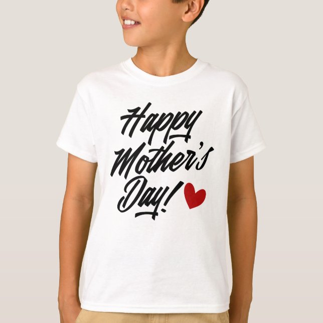 Camiseta Caligrafia simples e feliz do Dia de as mães | Cam (Frente)