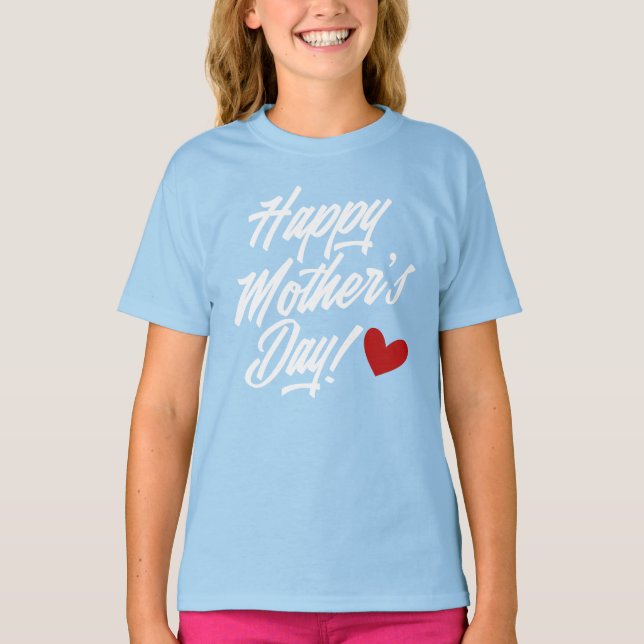 Camiseta Caligrafia simples e feliz do Dia de as mães | Cam (Frente)