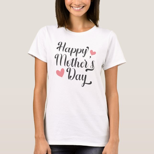 Camiseta Caligrafia simples e feliz do Dia de as mães | Cam (Frente)