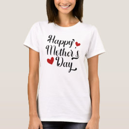 Camiseta Caligrafia simples e feliz do Dia de as mães| Cami