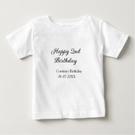 Camiseta caligrafia simples segundo aniversário feliz mínim