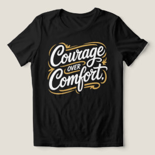 Camiseta Caligráfica Coragem Sobre Conforto