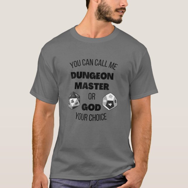 Camiseta Call Me Dungeon And Master Or God RPG Gaming Black (Frente)